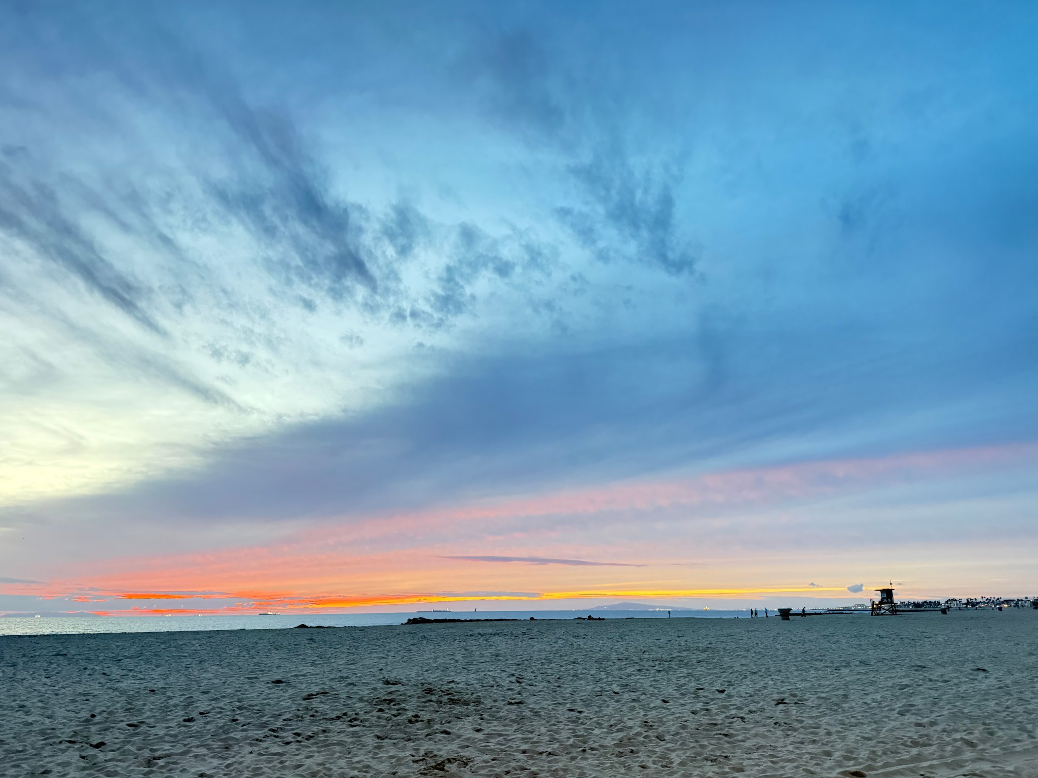 Cool blue beach sunset